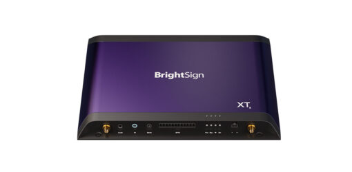 A sleek and modern BrightSign XT5 digital signage player, showcasing powerful performance, dynamic engagement, flawless 4K playback, and versatile applications in various environments."